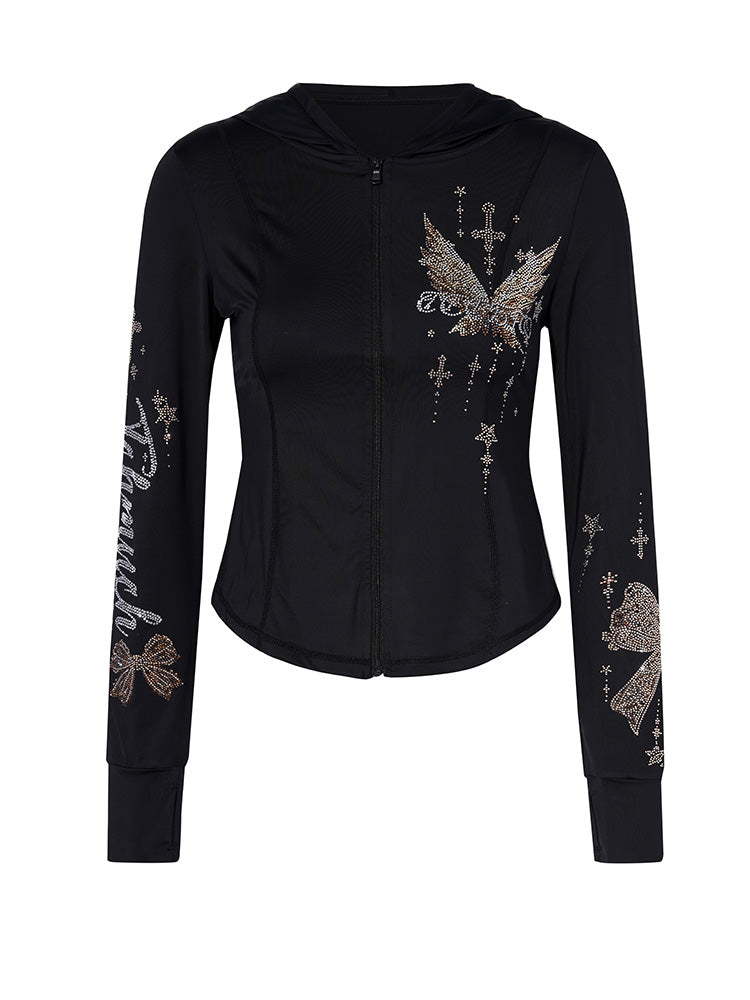 tch butterfly rhinestone graphic sun shirt black HighEnd Luxury Streetwear Brand Official Showcase