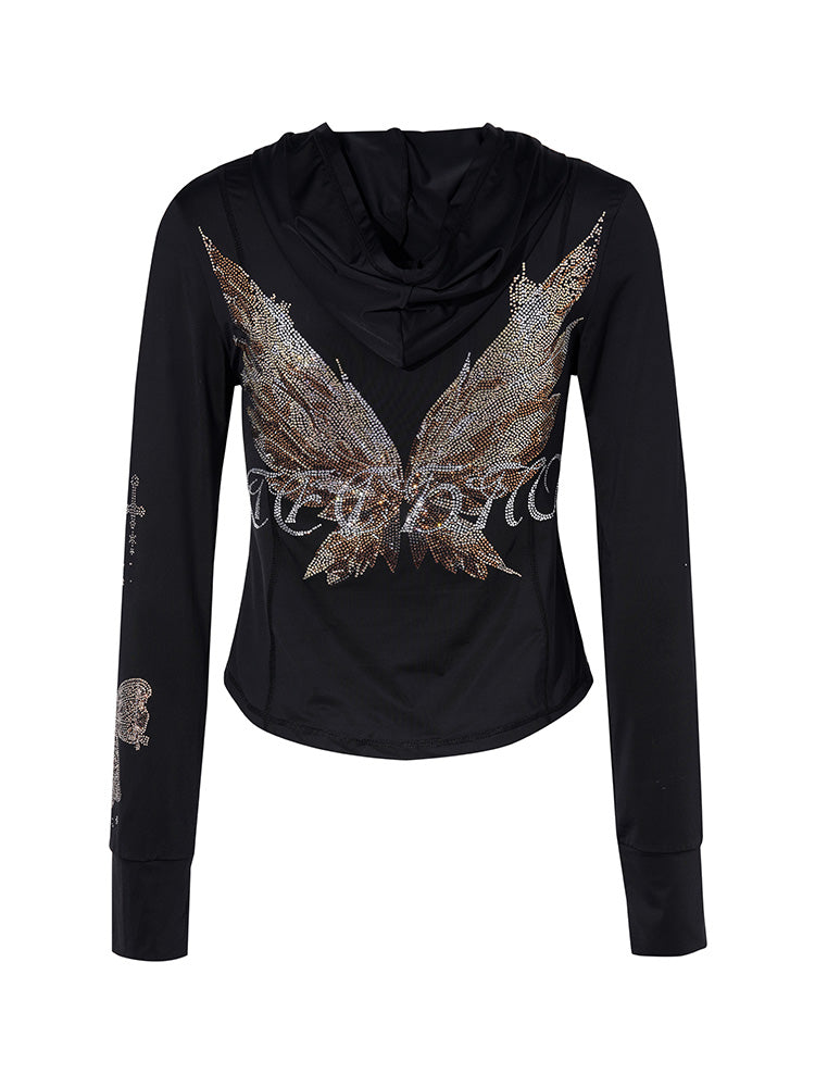 tch butterfly rhinestone graphic sun shirt black HighEnd Luxury Streetwear Brand Official Showcase