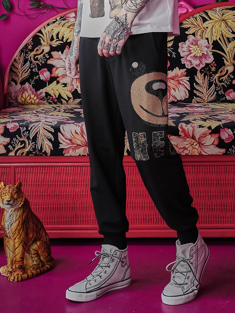tch cartoon bear rhinestone letter jogger black HighEnd Luxury Streetwear Brand Official Showcase