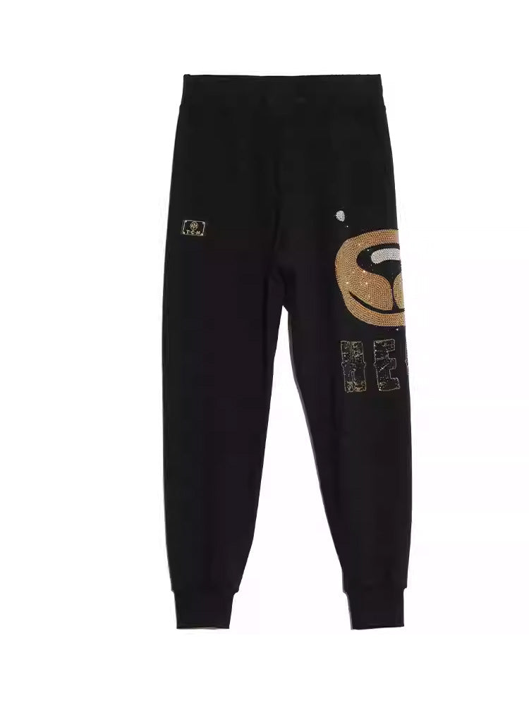 tch cartoon bear rhinestone letter jogger black HighEnd Luxury Streetwear Brand Official Showcase