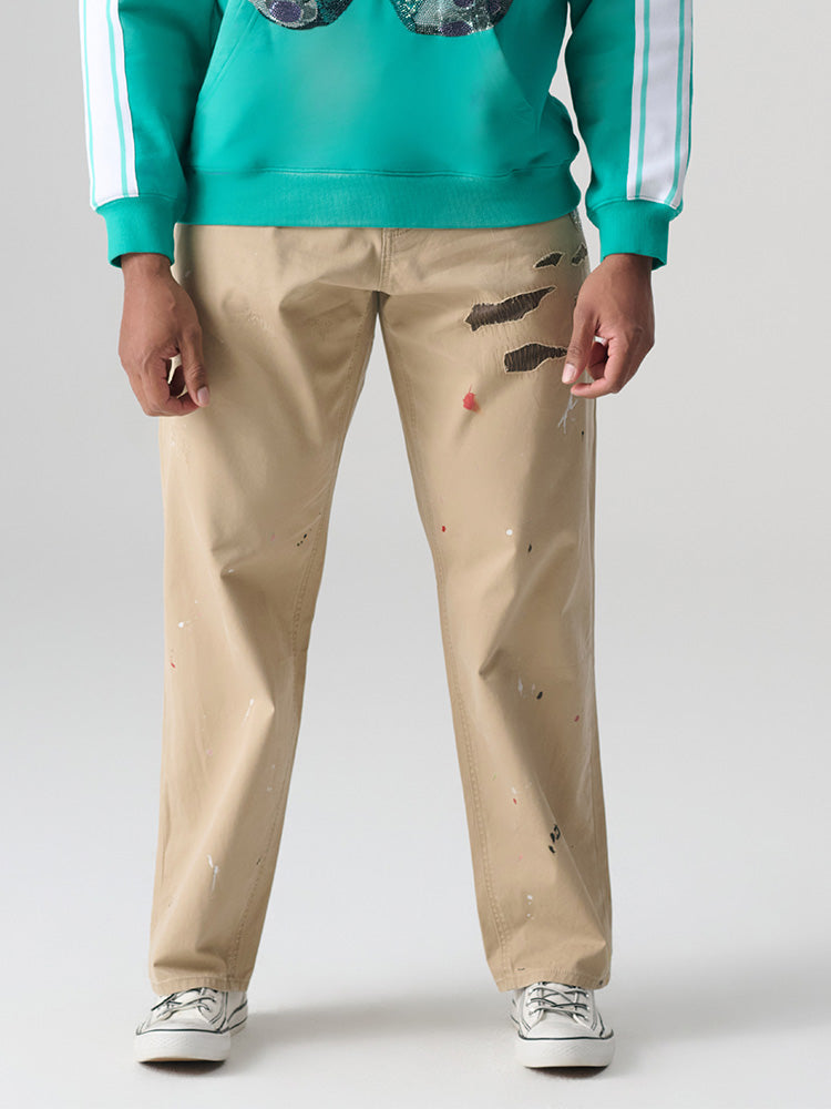 tch cartton print casual balloon leg jeans khaki1 HighEnd Luxury Streetwear Brand Official Showcase
