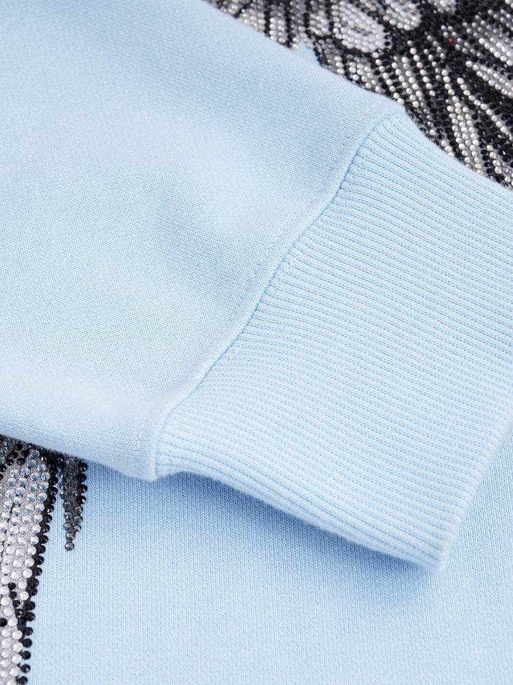 tch casual cotton rhinestone wings sweatshirt lightblue HighEnd Luxury Streetwear Brand Official Showcase