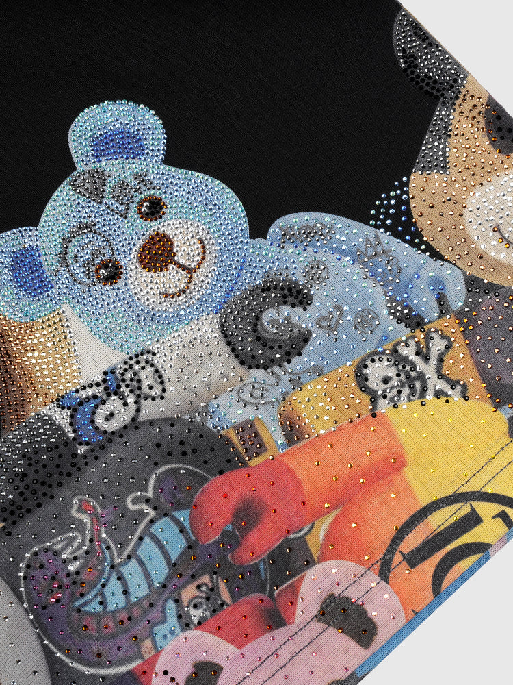 tch colorful rhinestone cartoon bear print t-shirt black HighEnd Luxury Streetwear Brand Official Showcase