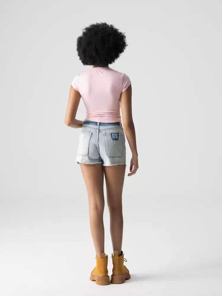 tch crystal-embellished skinny denim shorts lightblue HighEnd Luxury Streetwear Brand Official Showcase