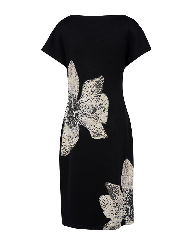 TCH Crystal-Embroidered Floral Midi Dress black HighEnd Luxury Streetwear Brand Official Showcase