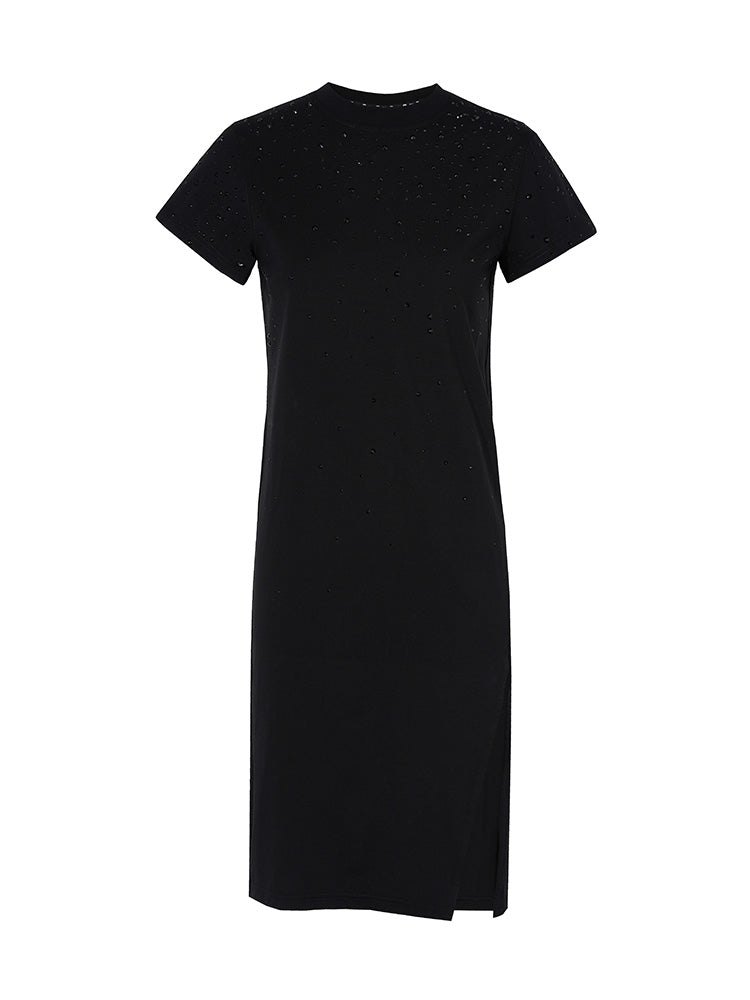 tch crystal-embroidered split slim midi dress black HighEnd Luxury Streetwear Brand Official Showcase