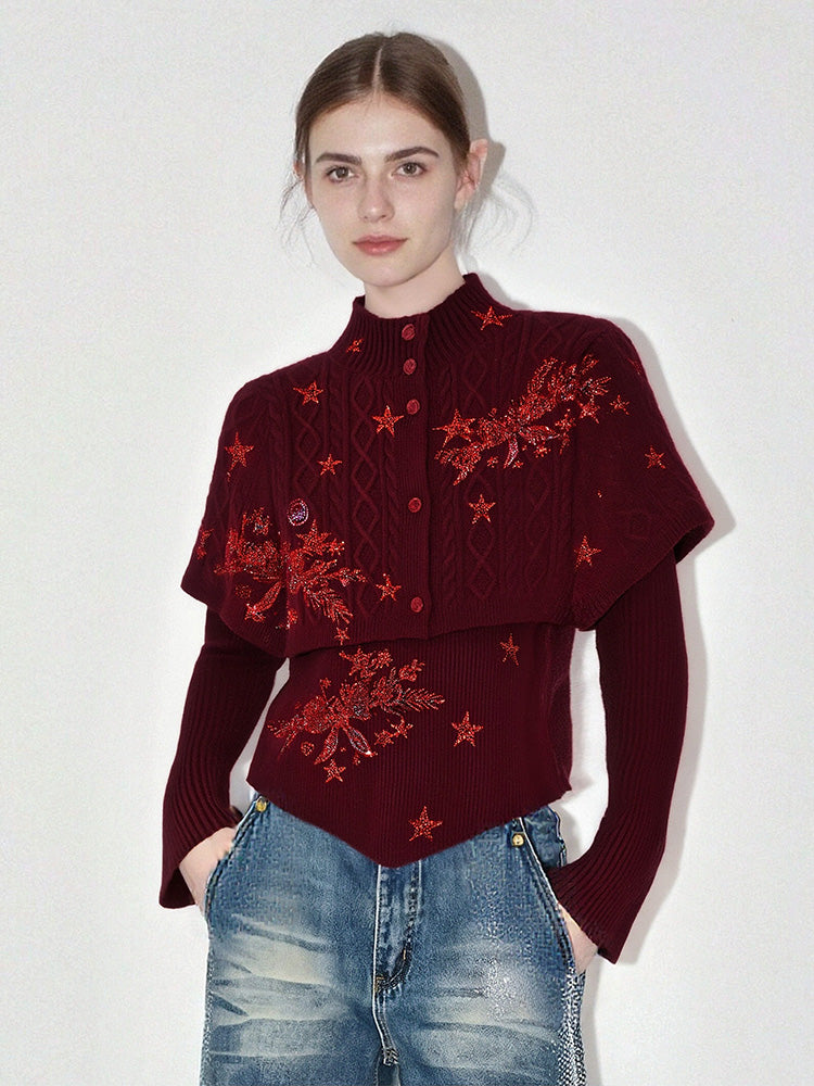 tch crystal constellation knit cape top winered HighEnd Luxury Streetwear Brand Official Showcase