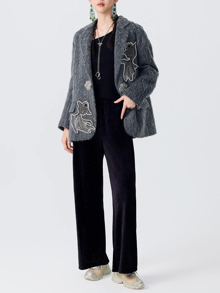 tch crystal embellished sparkle knit cardigan jacket darkgray HighEnd Luxury Streetwear Brand Official Showcase