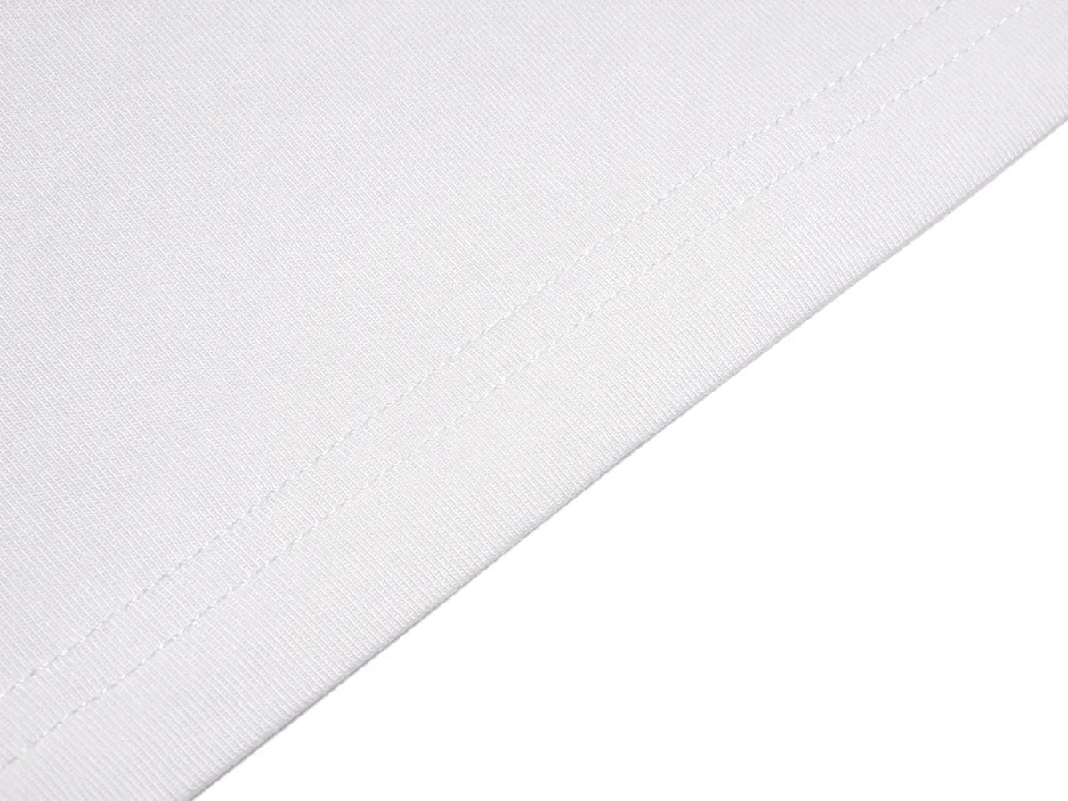 Close-up of a white fabric surface with a diagonal stitched seam on a white background. TCH Cute Bunny Rhinestone Graphic Striped Sleeve Long Sleeve T-Shirt