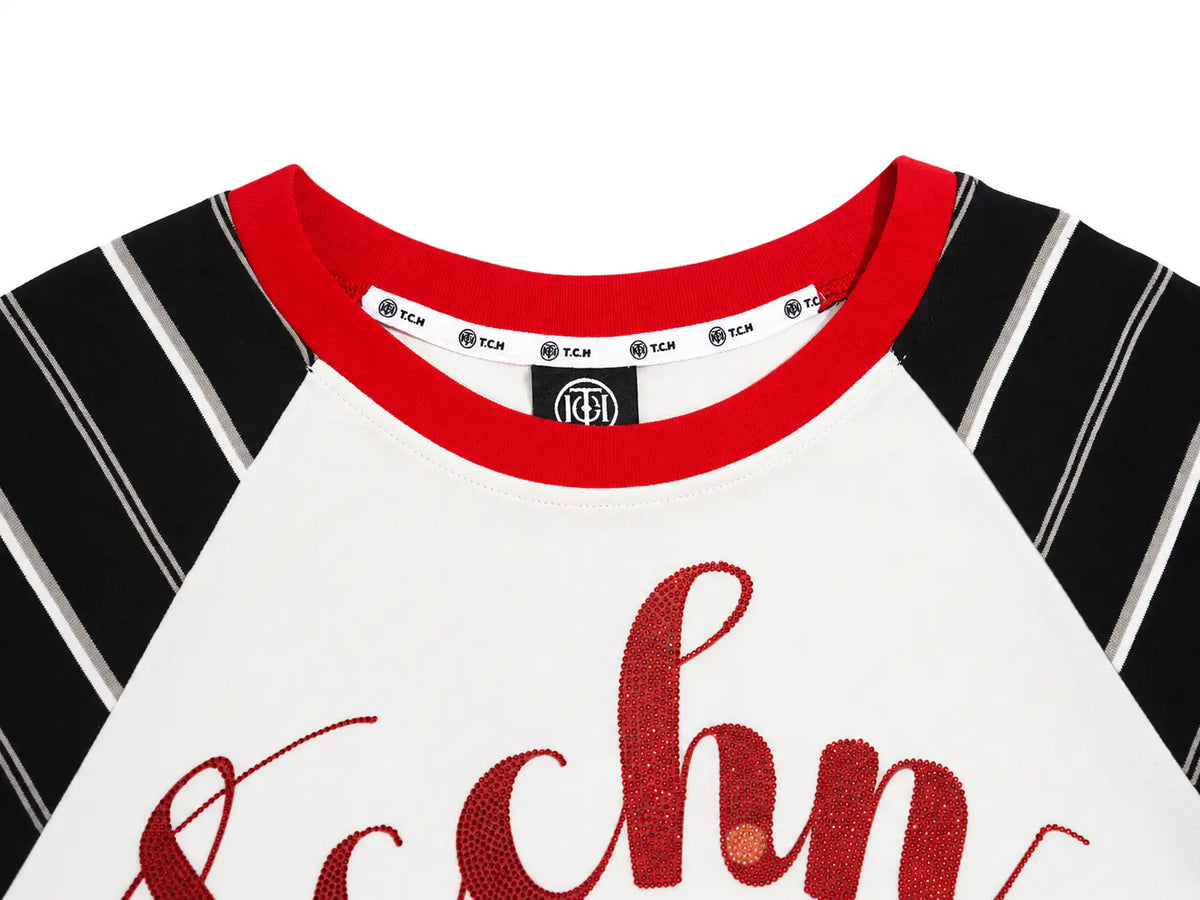 TCH Cute Horse Graphic Black & White Raglan Long Sleeve T-Shirt Luxury Streetwear Brand Official Showcase
