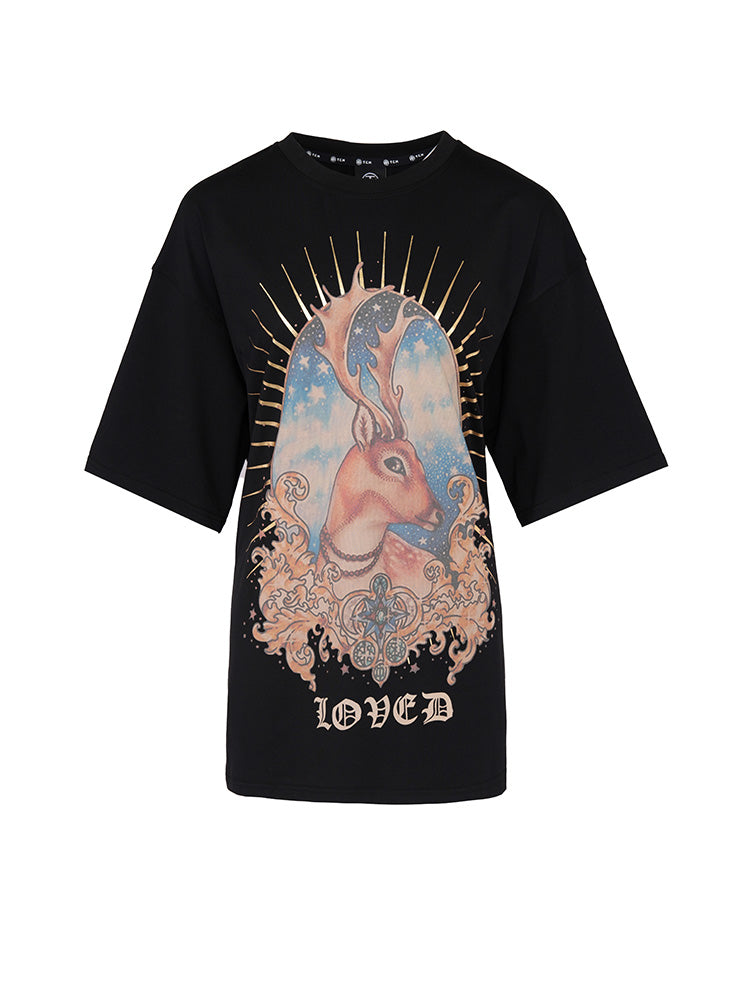 tch deer graphic cotton jersey t-shirt black HighEnd Luxury Streetwear Brand Official Showcase
