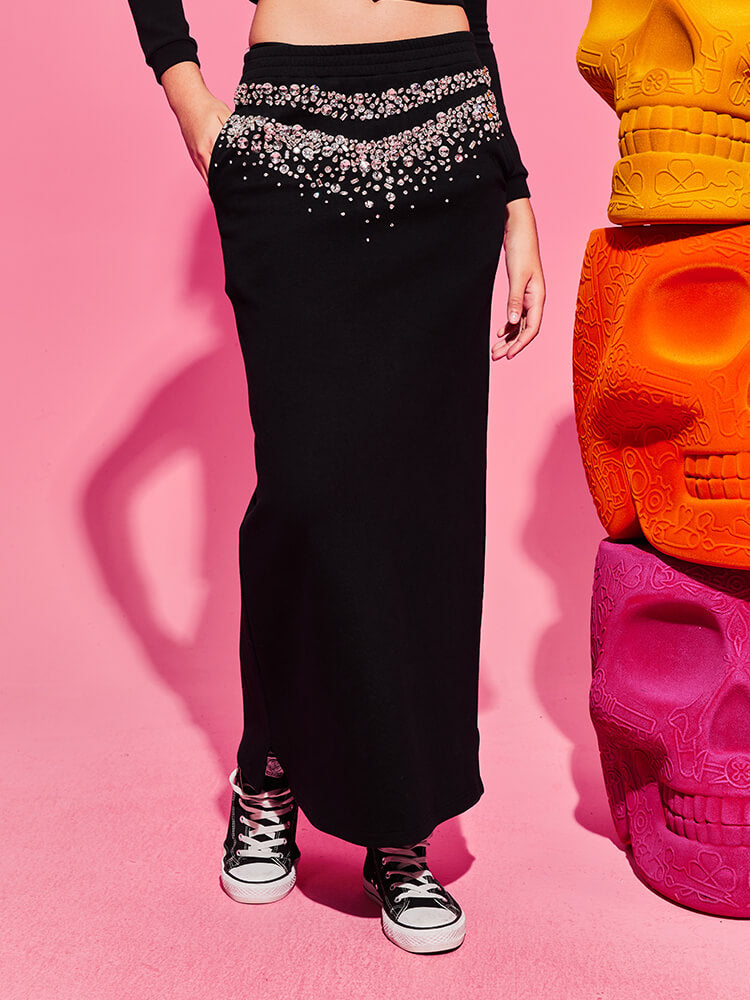 tch diamond high waisted knit long maxi skirt black HighEnd Luxury Streetwear Brand Official Showcase