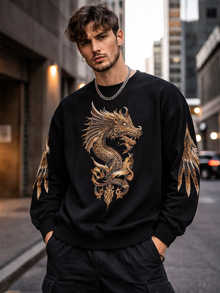 tch gold dragon rhinestones black sweatshirt black HighEnd Luxury Streetwear Brand Official Showcase