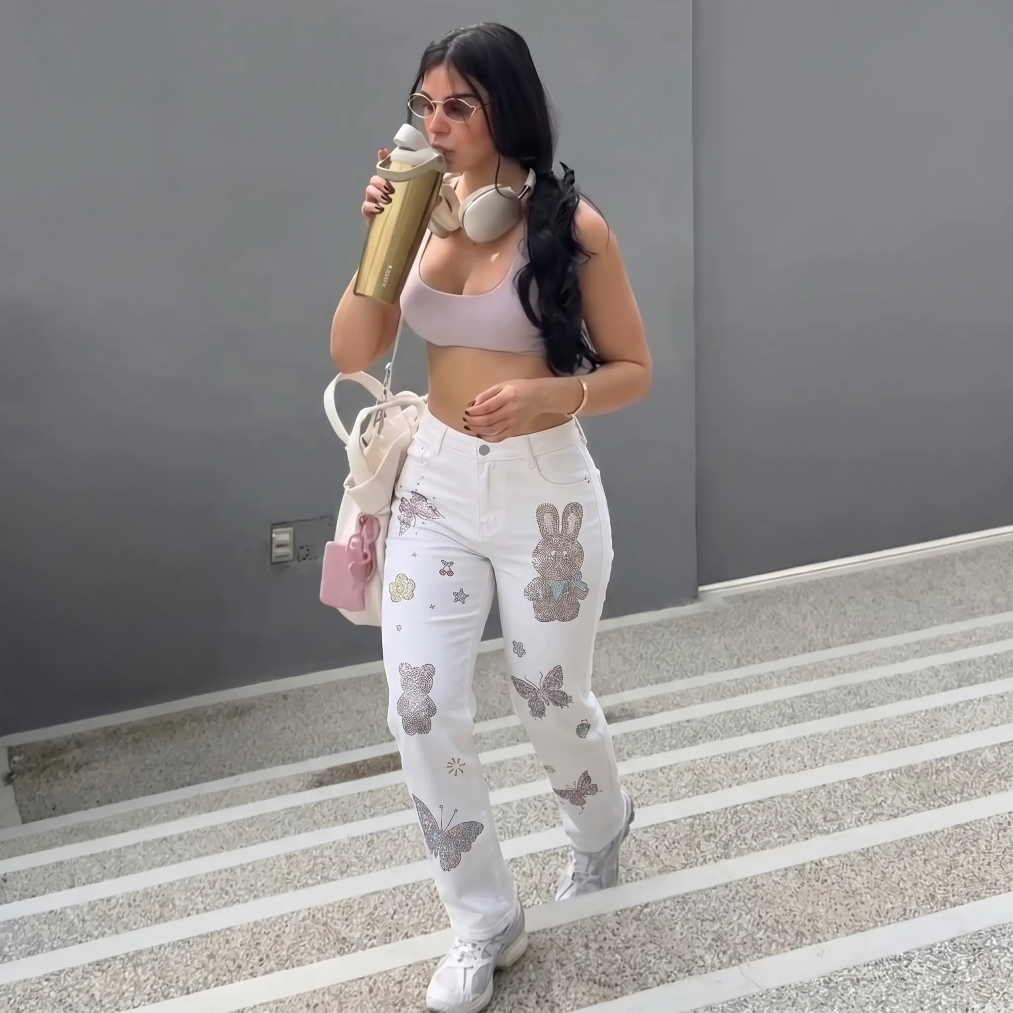 TCH Dream Bunny & Butterfly Rhinestone Jeans-1