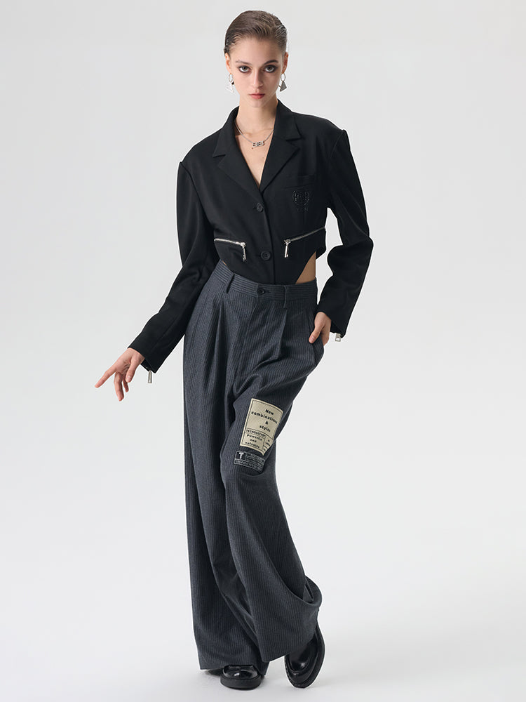 tch elegant pinstripe wide-legged trousers black HighEnd Luxury Streetwear Brand Official Showcase