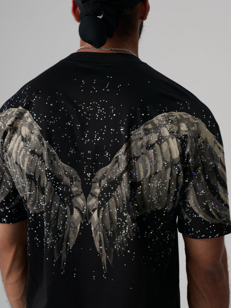 tch fashionable diamond-embedded short-sleeved t-shirt black HighEnd Luxury Streetwear Brand Official Showcase