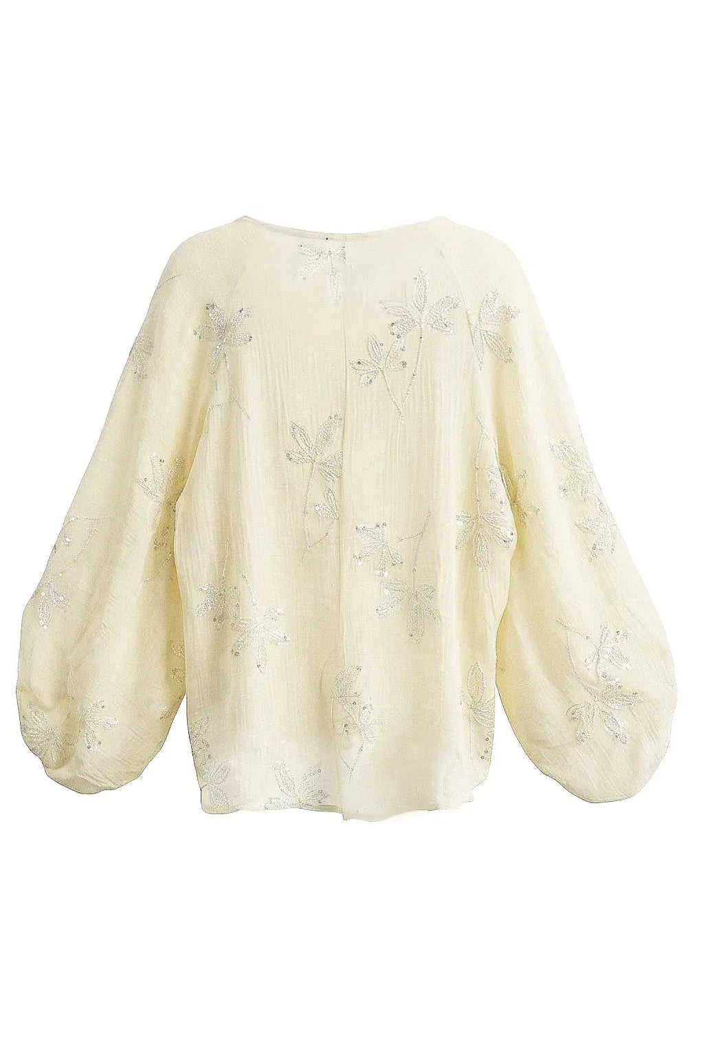 Cream-colored sweater on a white background, TCH Floral Rhinestone Embellished V-Neck Blouse