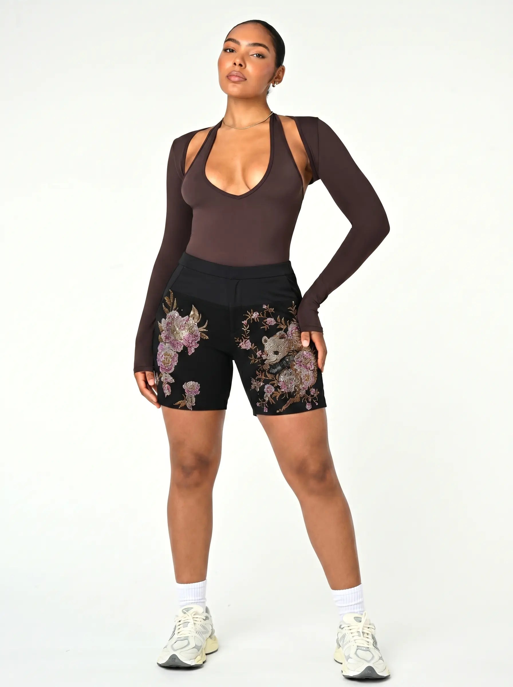 TCH Floral Rhinestone Garden Shorts Luxury Streetwear Brand Official Showcase