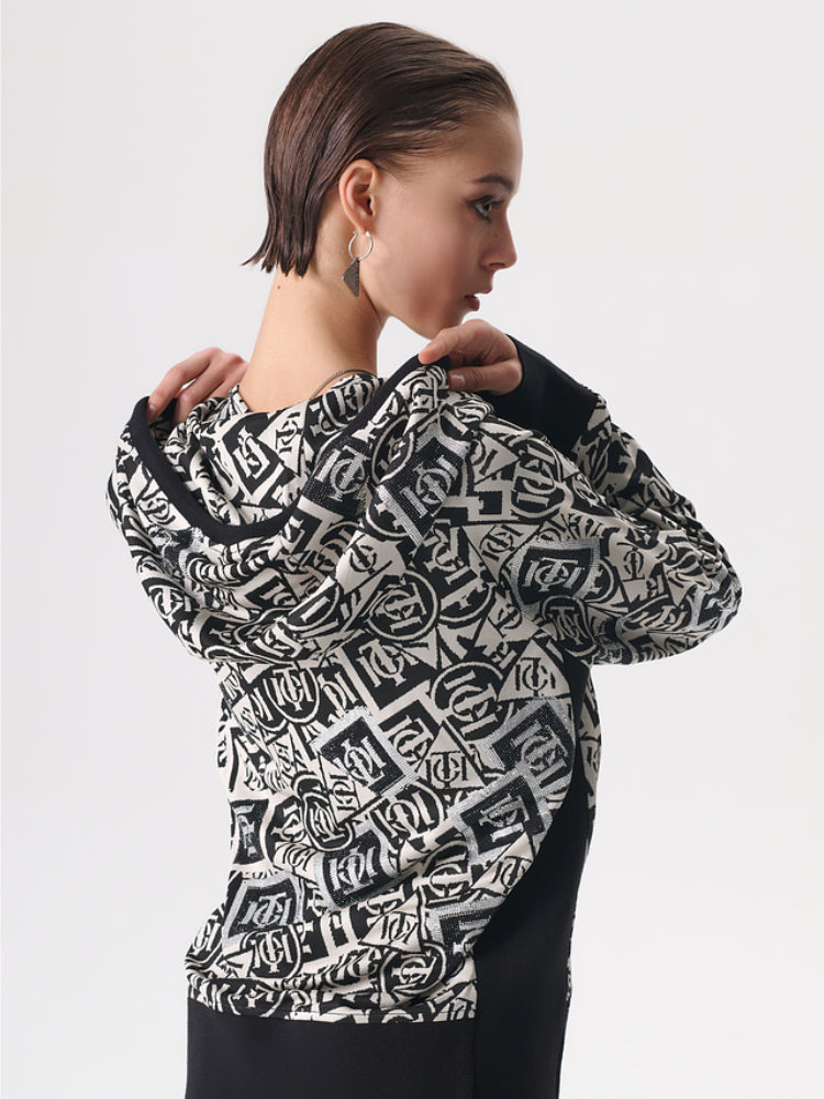 TCH Full Sleeve Print Crop Full-Zip Hoodie