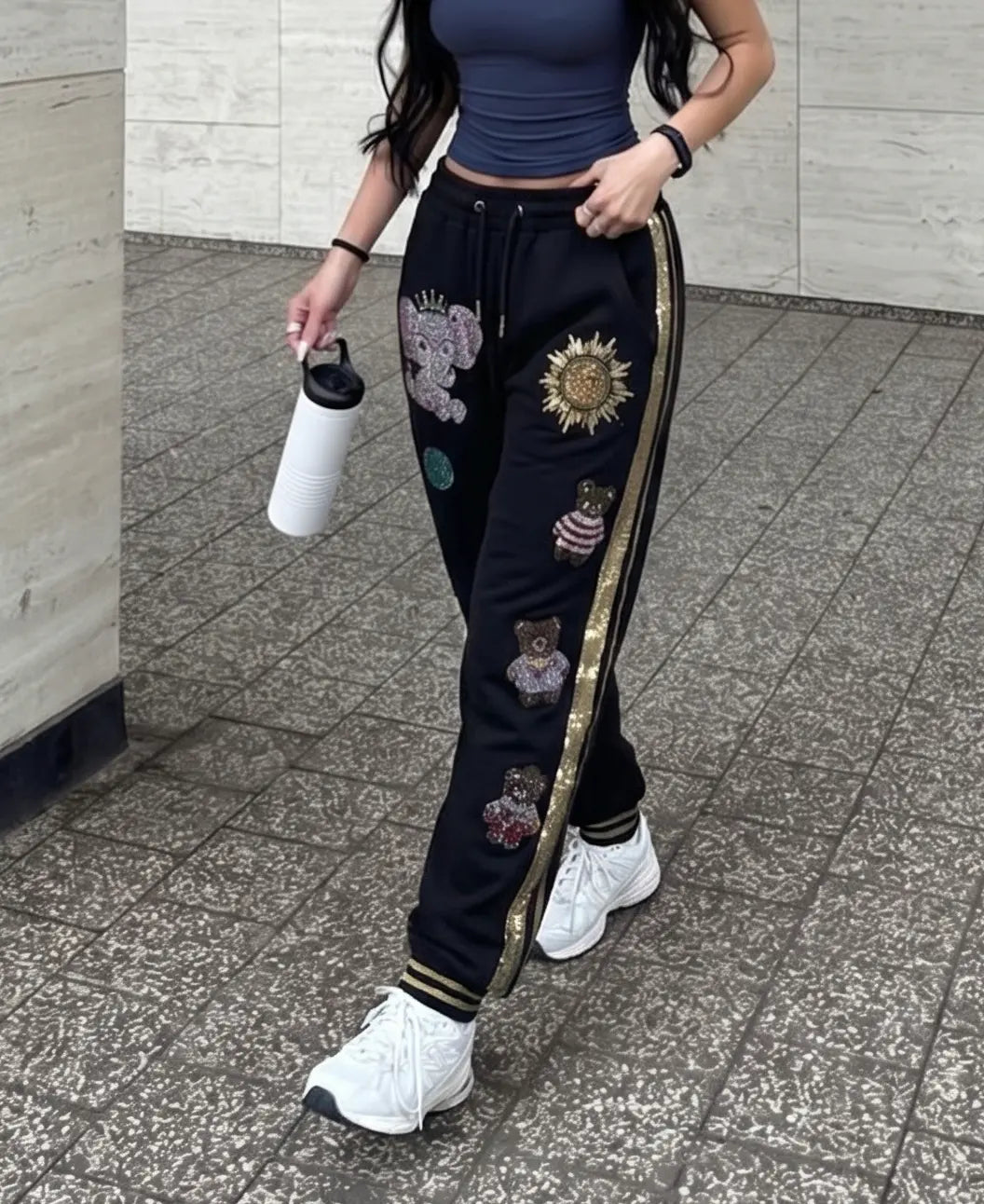 TCH Galaxy Rhinestone Black Jogger Pants Luxury Streetwear Brand Official Showcase