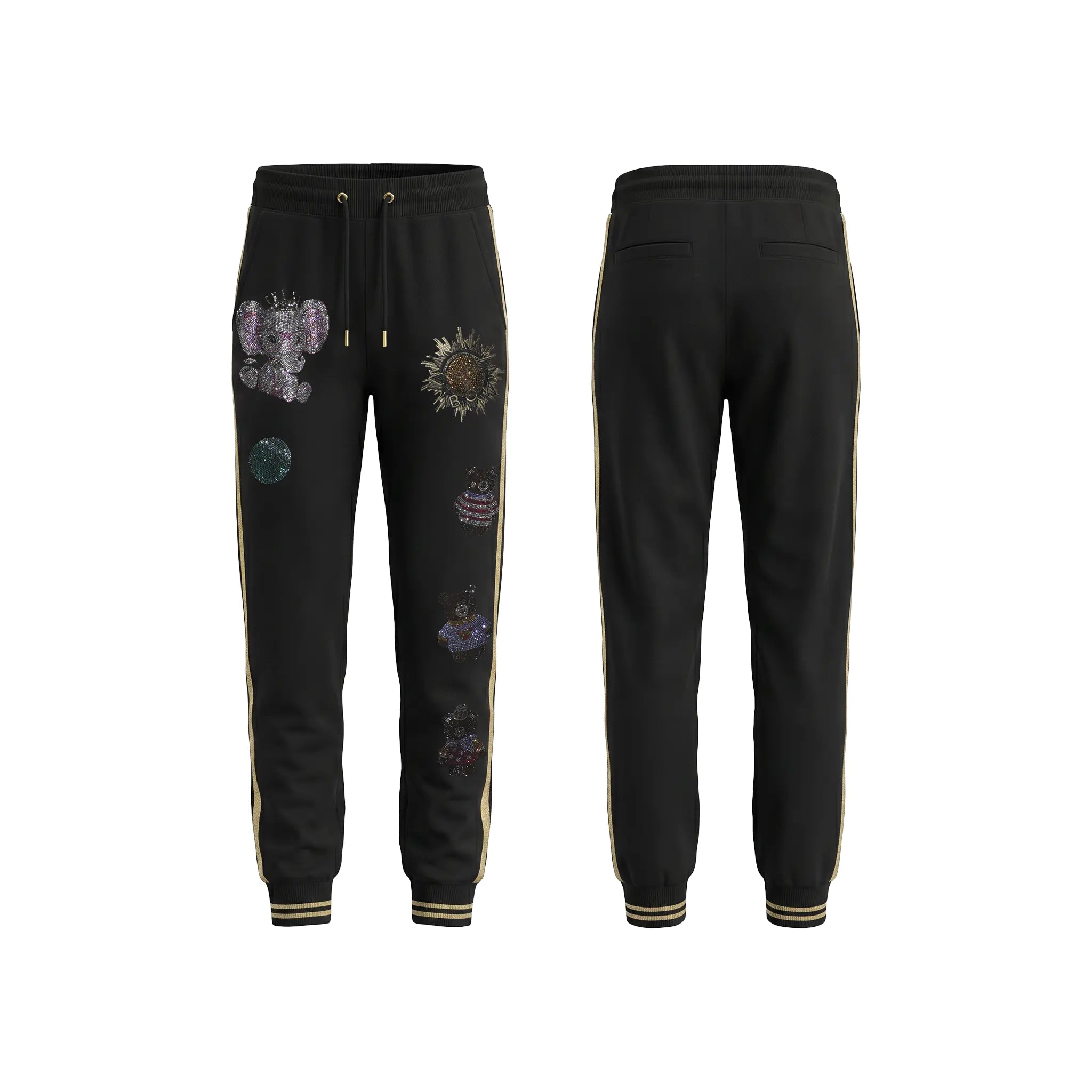 TCH Galaxy Rhinestone Black Jogger Pants Luxury Streetwear Brand Official Showcase