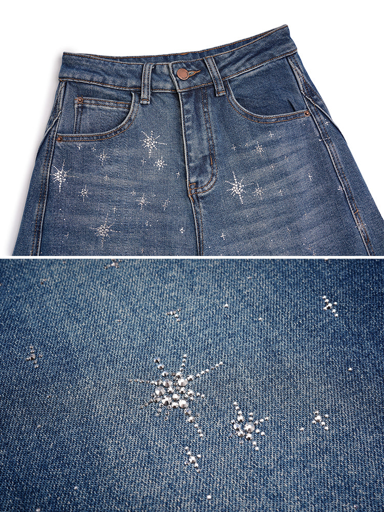 tch galaxy rhinestone sparkle straight jeans blue HighEnd Luxury Streetwear Brand Official Showcase