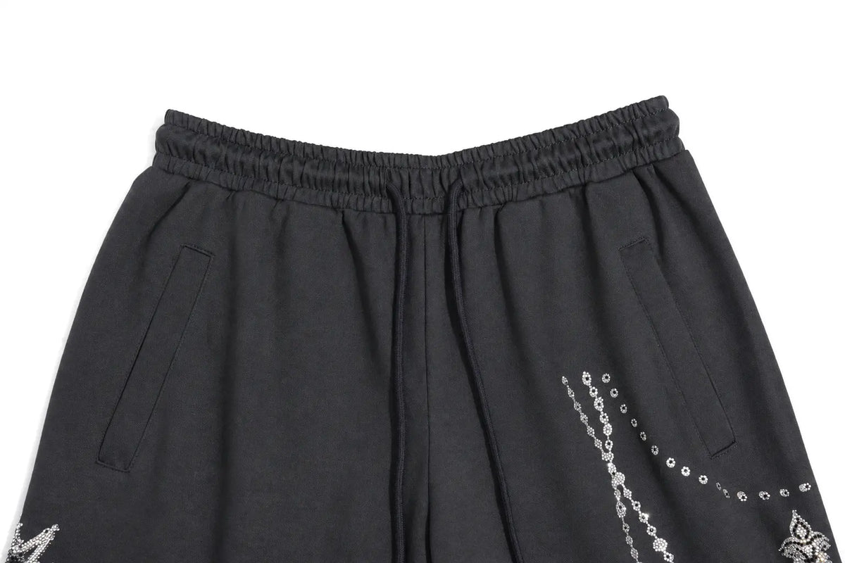 TCH Gothic Cross Rhinestone Wide Leg Sweatpants Luxury Streetwear Brand Official Showcase