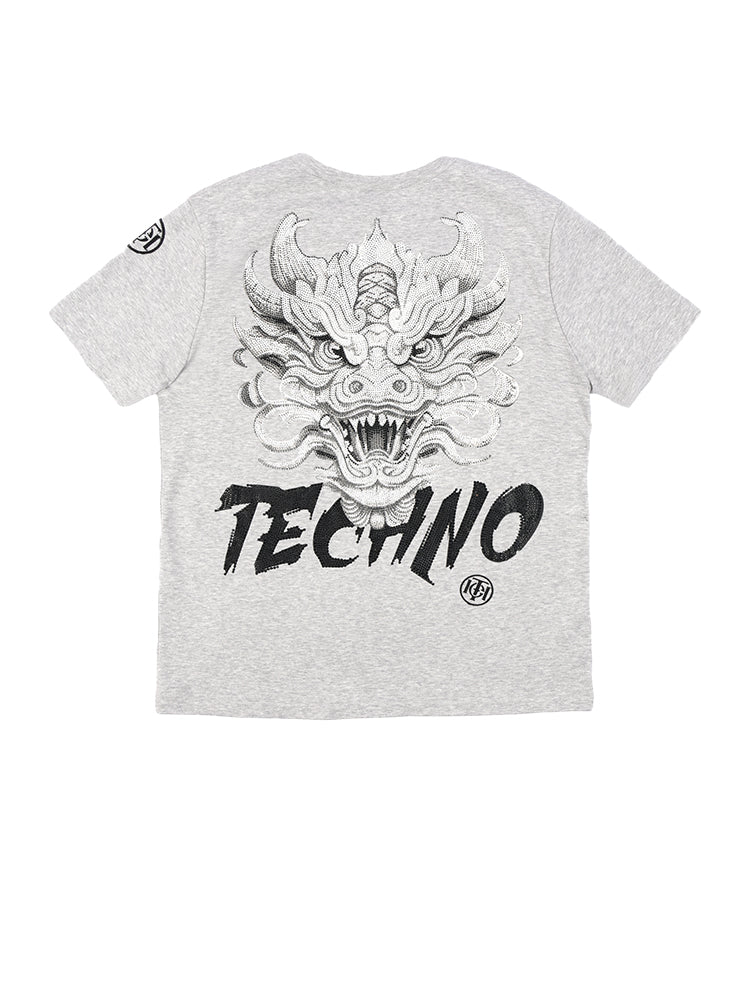 TCH graphic rhinestone cotton v neck tee lightgray HighEnd Luxury Streetwear Brand Official Showcase