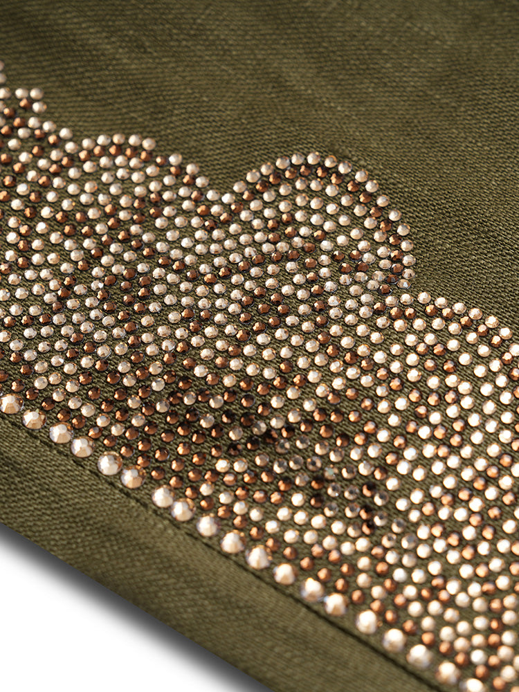 tch graphic rhinestone puff sleeve jumpsuit armygreen HighEnd Luxury Streetwear Brand Official Showcase