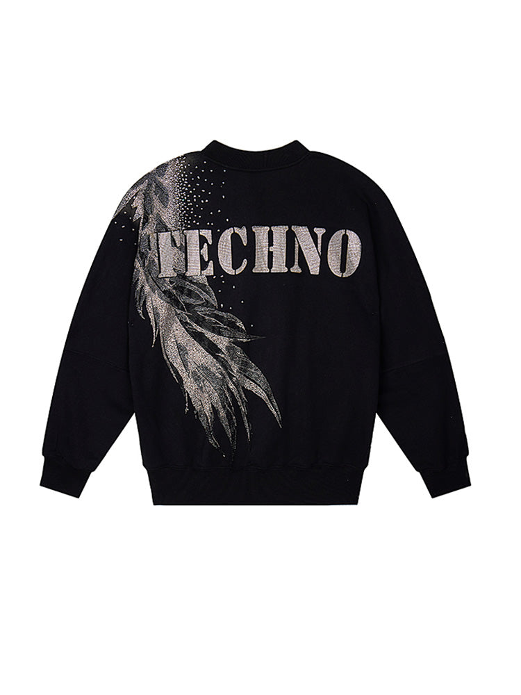 tch graphic rhinestone style letter sweatshirt black HighEnd Luxury Streetwear Brand Official Showcase