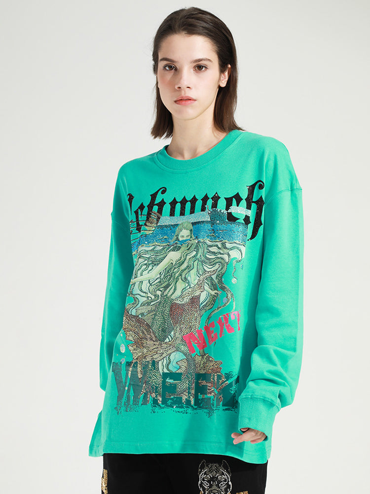 tch graphics hot diamond long sleeve sweatshirt green HighEnd Luxury Streetwear Brand Official Showcase
