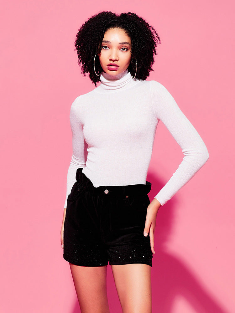 tch high neck slim fit solid knit top white HighEnd Luxury Streetwear Brand Official Showcase