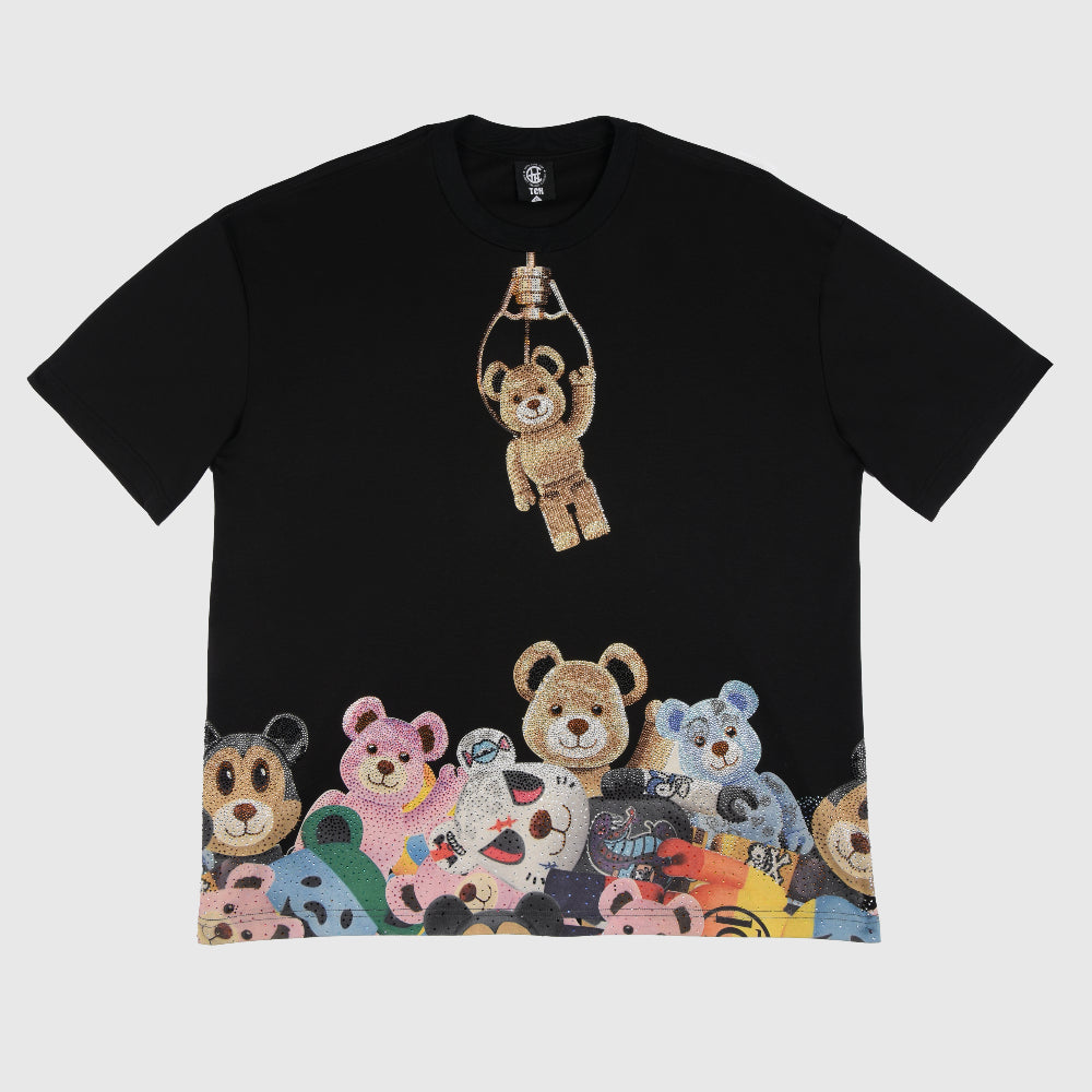 TCH Colorful Rhinestone Cartoon Bear Print T-shirt