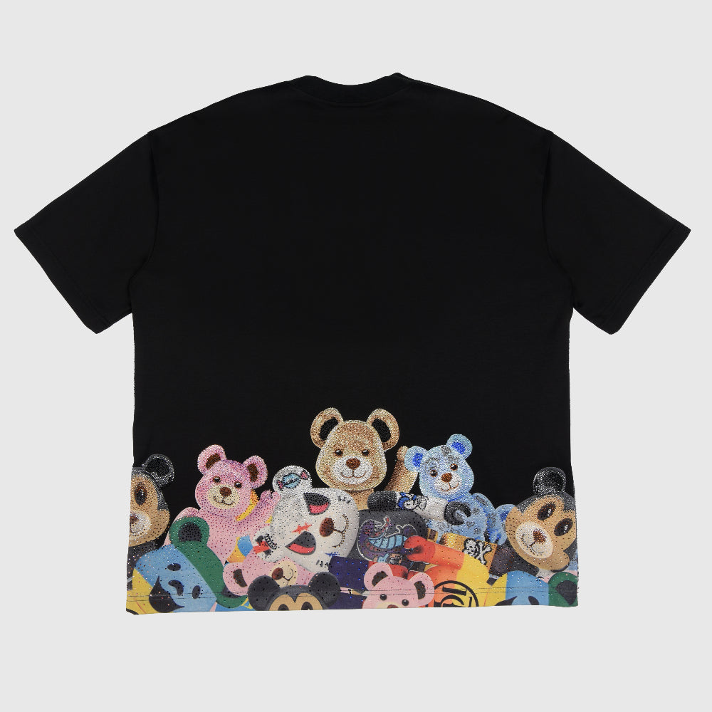 TCH Colorful Rhinestone Cartoon Bear Print T-shirt