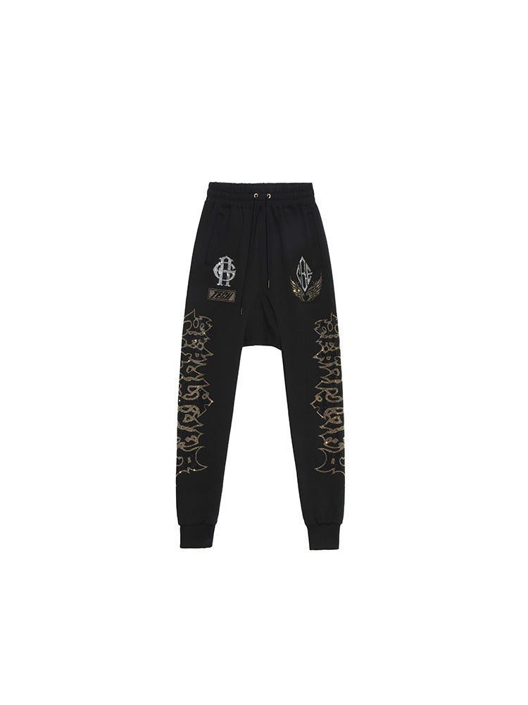 tch hot diamond drawstring printed jogger pants black HighEnd Luxury Streetwear Brand Official Showcase