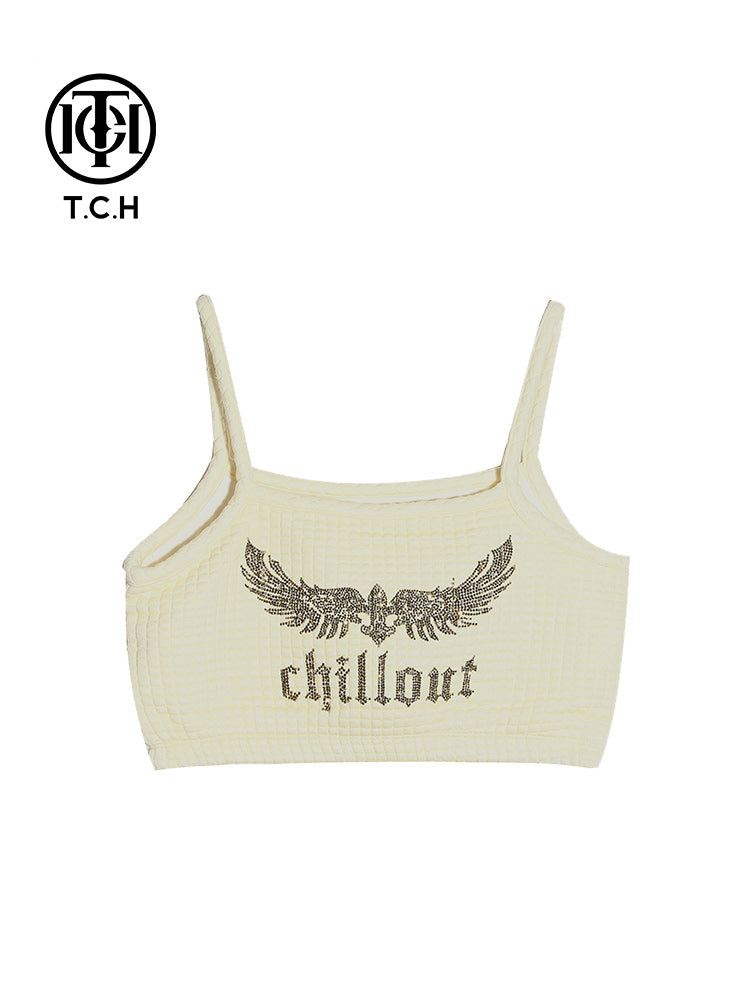 tch hot diamond wings fleece cami crop top white HighEnd Luxury Streetwear Brand Official Showcase