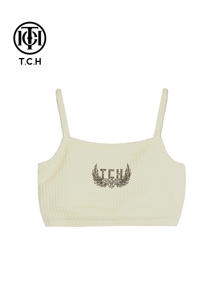 tch hot diamond wings fleece cami crop top white HighEnd Luxury Streetwear Brand Official Showcase