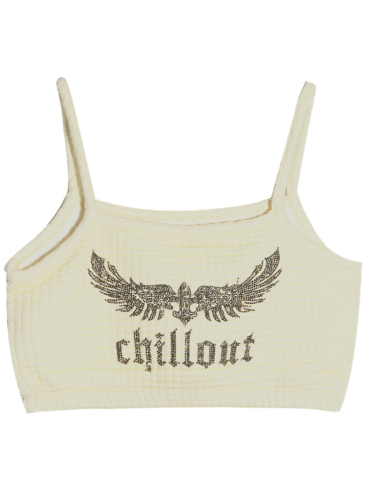 tch hot diamond wings fleece cami crop top white HighEnd Luxury Streetwear Brand Official Showcase