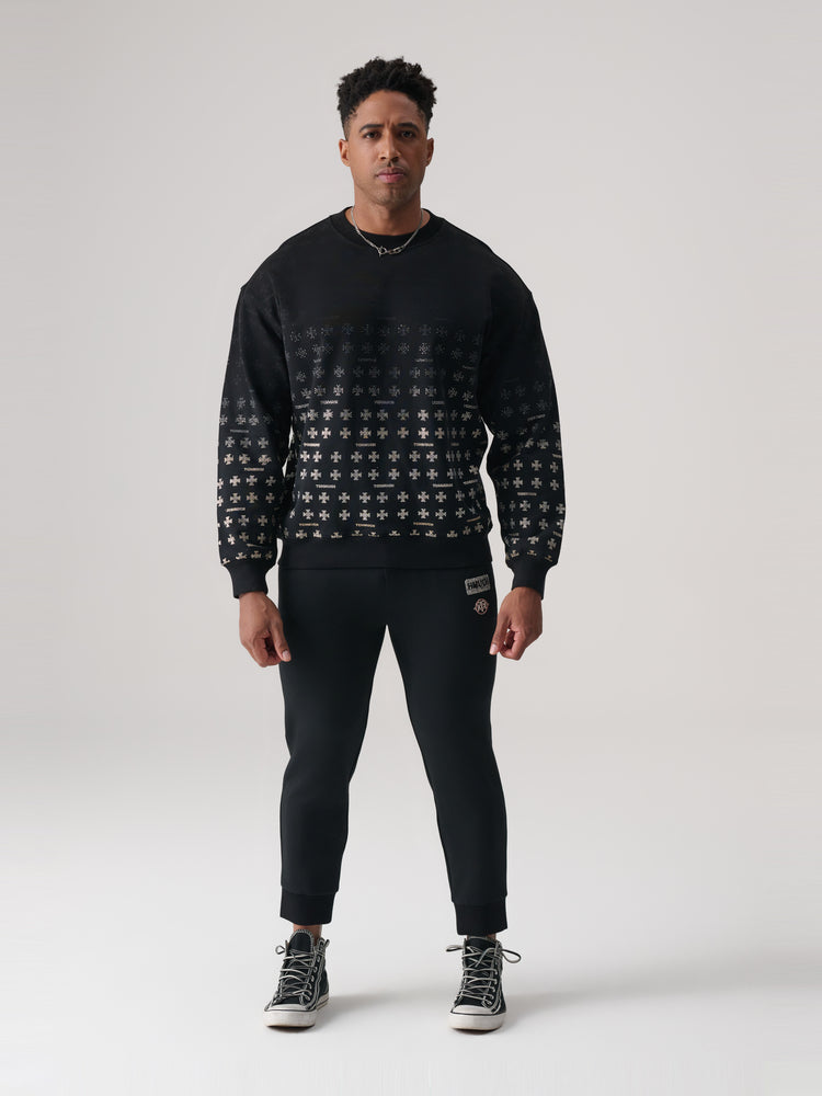 TCH Hot diamond cross gradient print light luxury round neck sweatshirt black HighEnd Luxury Streetwear Brand Official Showcase