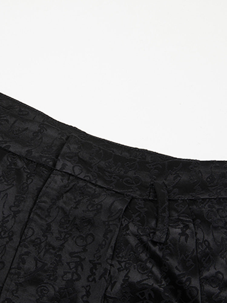 tch jacquard rhinestore graphic wide leg pants black HighEnd Luxury Streetwear Brand Official Showcase