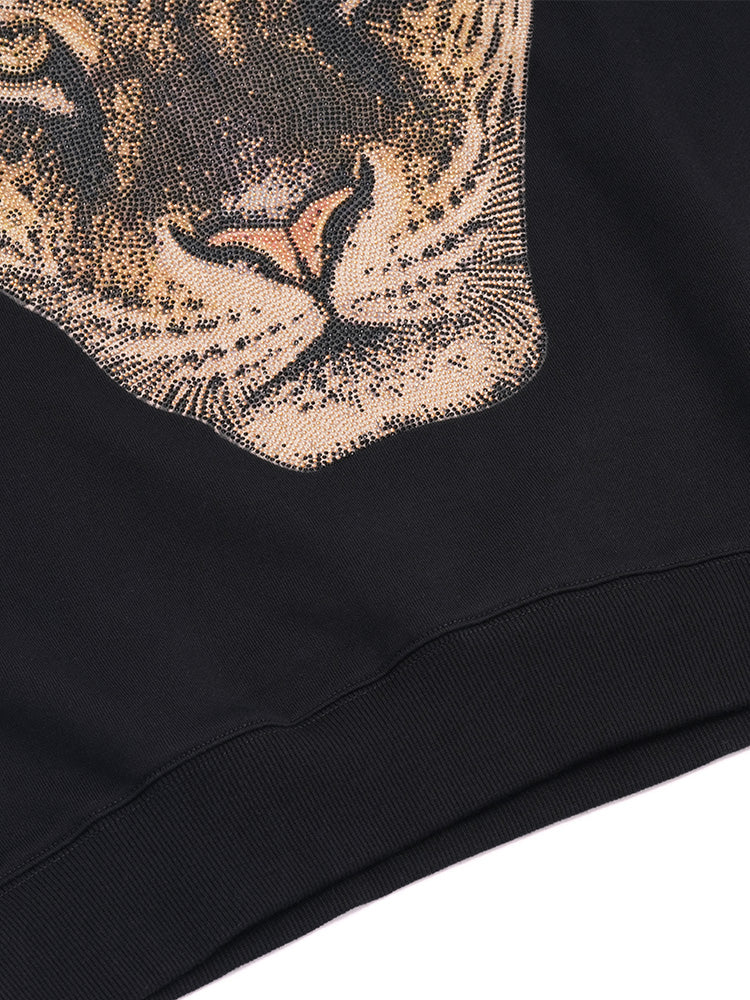 tch leopard rhinestone cotton unisex sweatshirt black HighEnd Luxury Streetwear Brand Official Showcase
