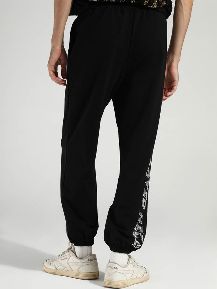 tch letter rhinestone straight leg pants Black HighEnd Luxury Streetwear Brand Official Showcase