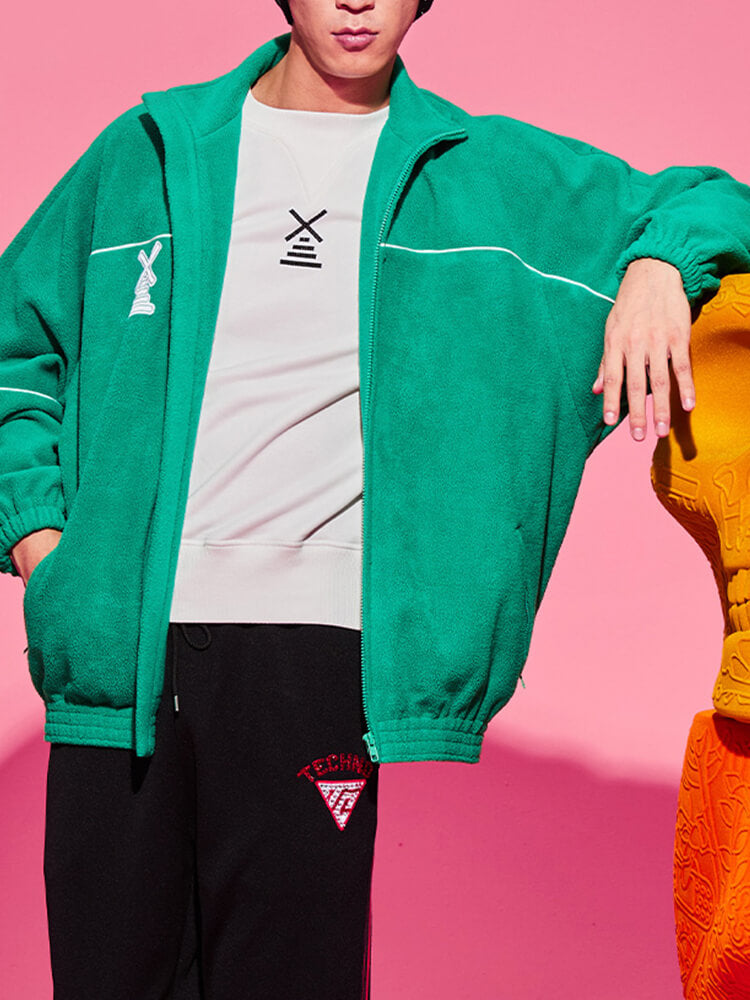 tch letter sherpa fleece baseball bomber jacket darkgreen HighEnd Luxury Streetwear Brand Official Showcase