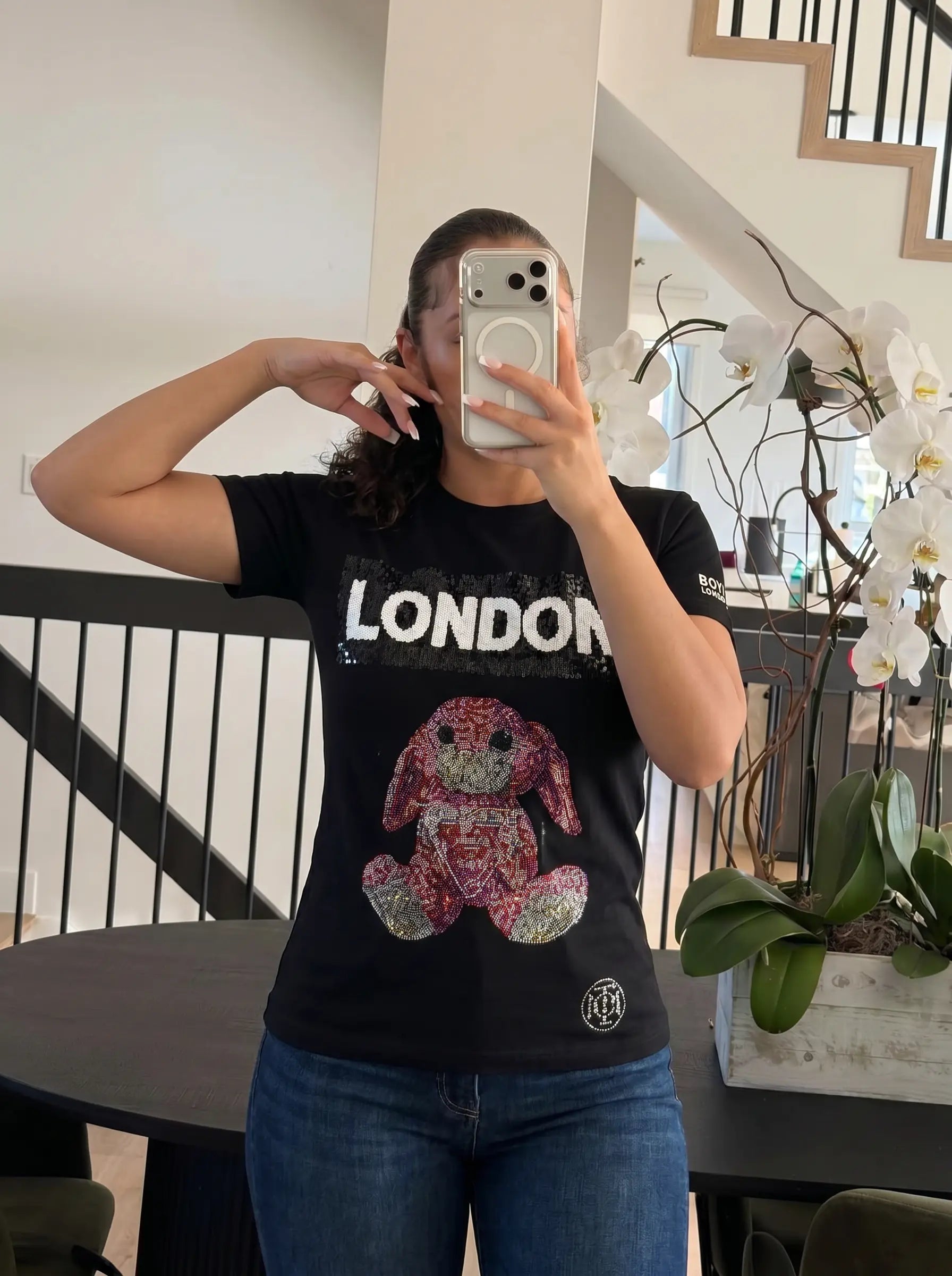TCH London Bunny Rhinestone Graphic T-Shirt Luxury Streetwear Brand Official Showcase