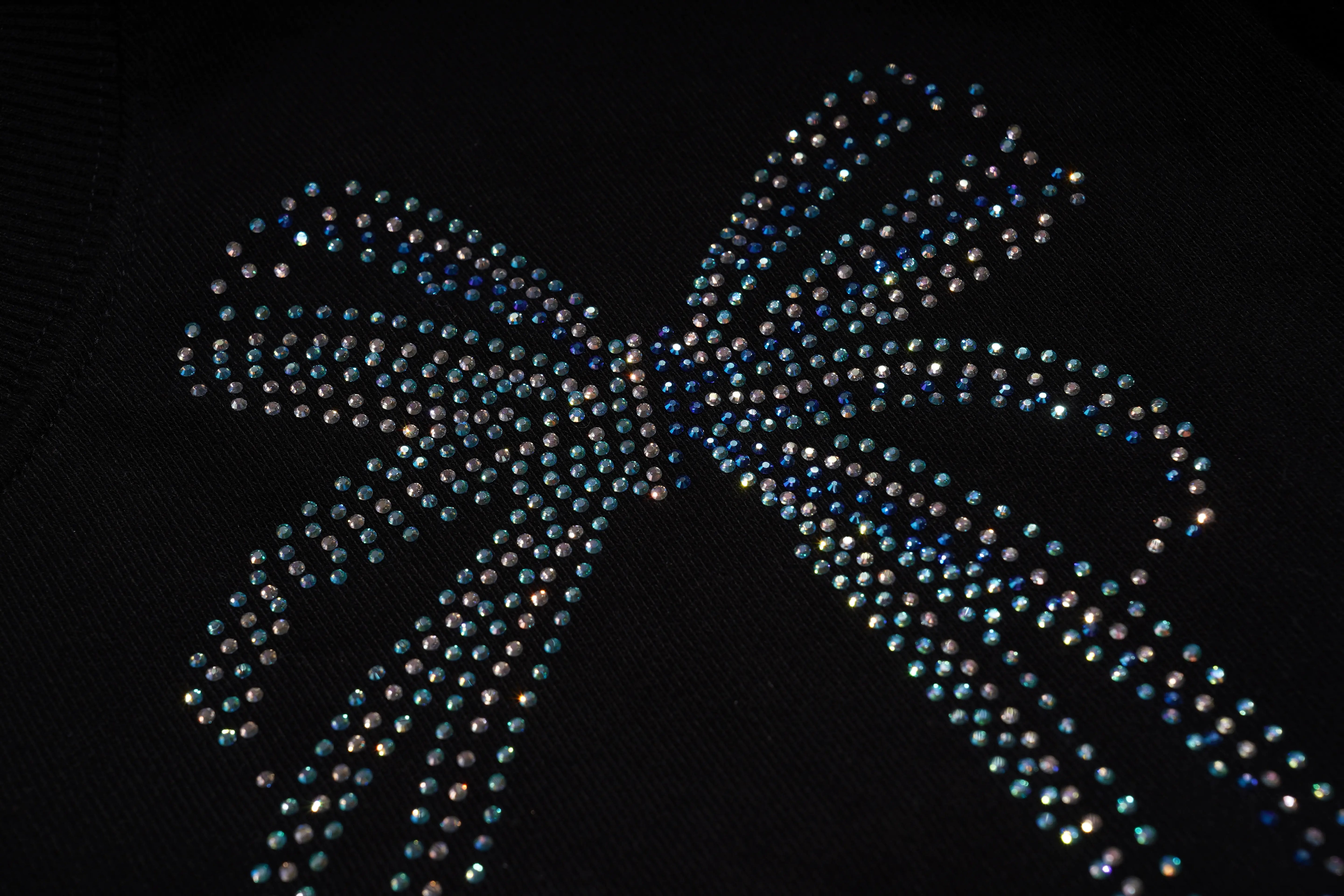 Bow-shaped decorative item with rhinestones on a black background, TCH Lucky Pig Rhinestone Sweatshirt