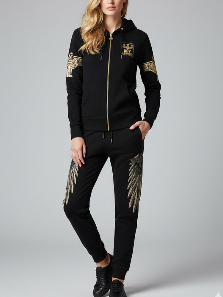 tch luxe winged rhinestone jogger pants black HighEnd Luxury Streetwear Brand Official Showcase
