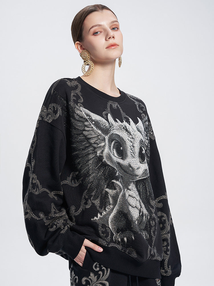 tch luxury baroque rhinestone baby dragon sweatshirt black HighEnd Luxury Streetwear Brand Official Showcase