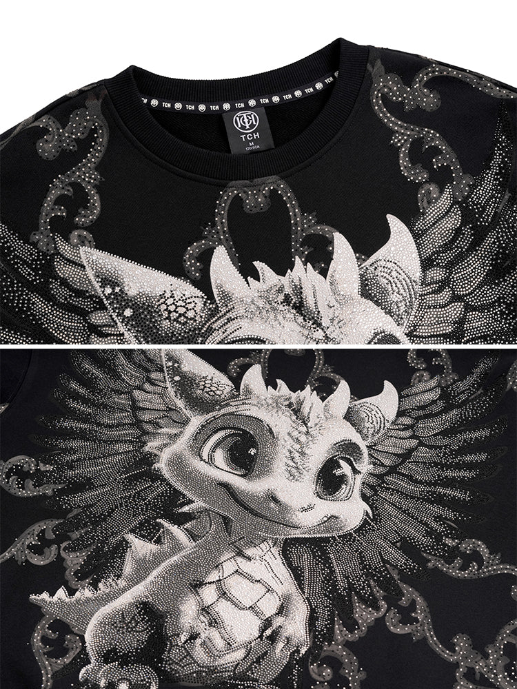 tch luxury baroque rhinestone baby dragon sweatshirt black HighEnd Luxury Streetwear Brand Official Showcase