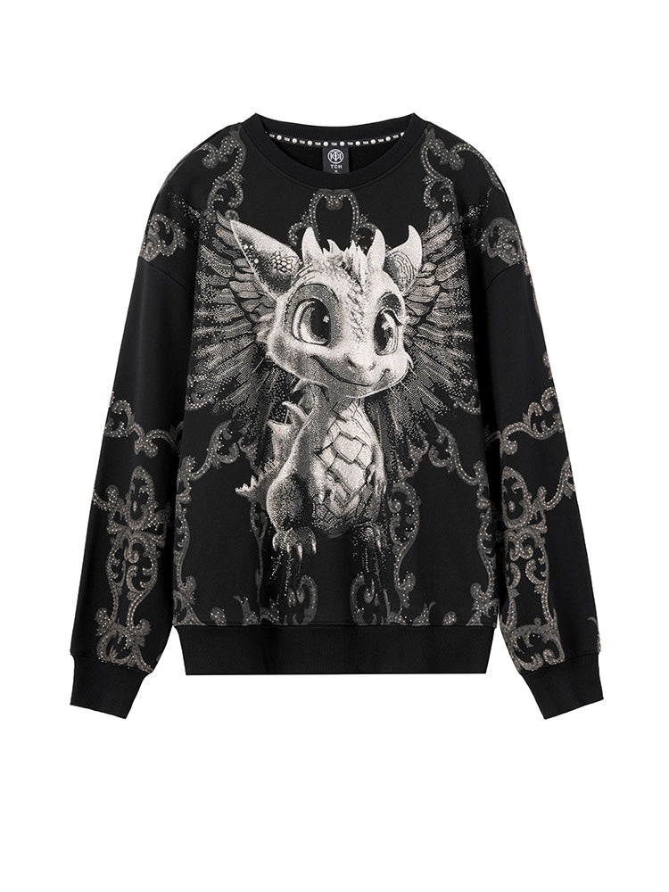 tch luxury baroque rhinestone baby dragon sweatshirt black HighEnd Luxury Streetwear Brand Official Showcase