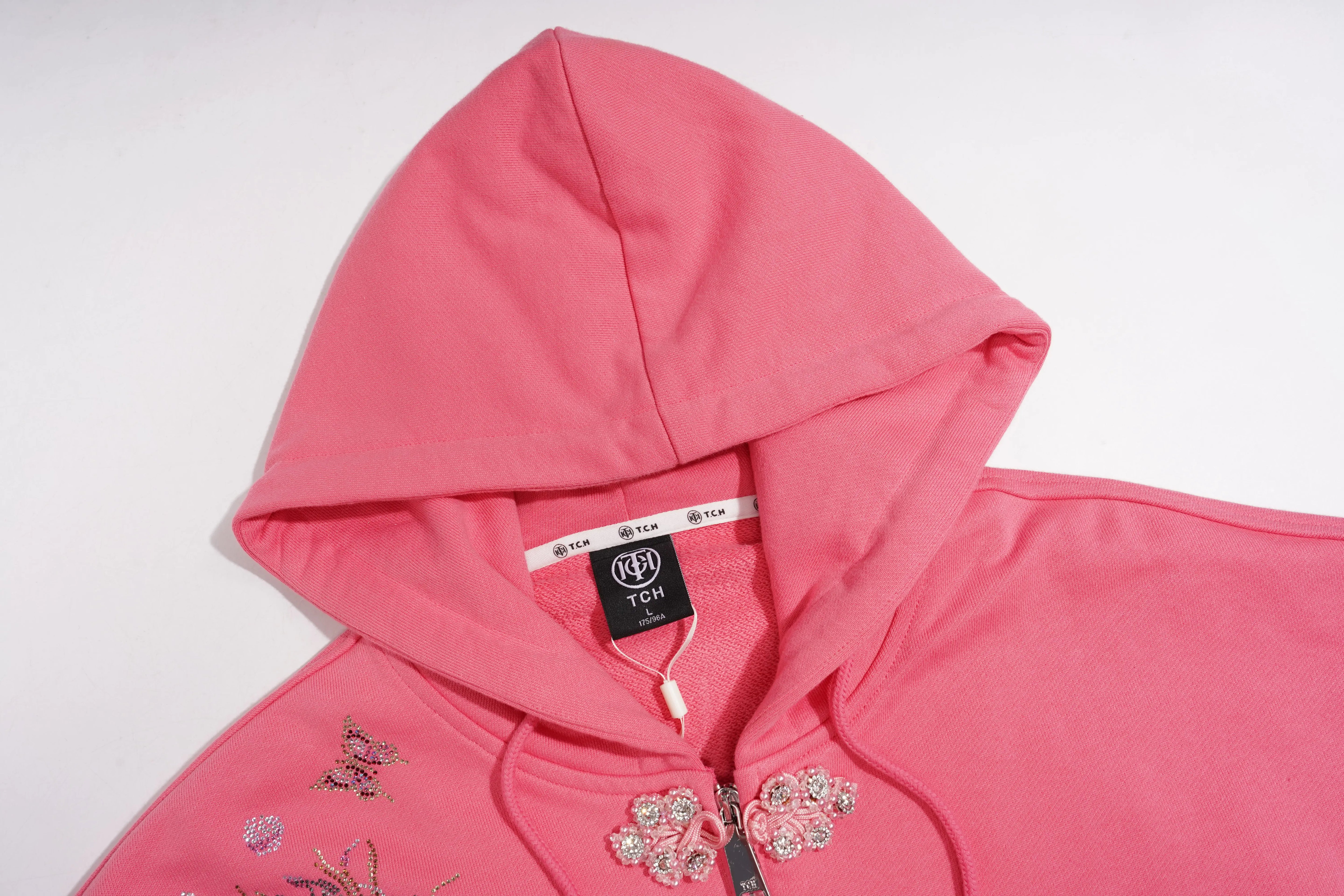 TCH Luxury Dragon Rhinestone Sparkle Sweatshirt with Floral Sleeve Luxury Streetwear Brand Official Showcase